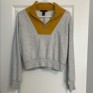 Gray and Mustard Women's Half Zip Pull Over
